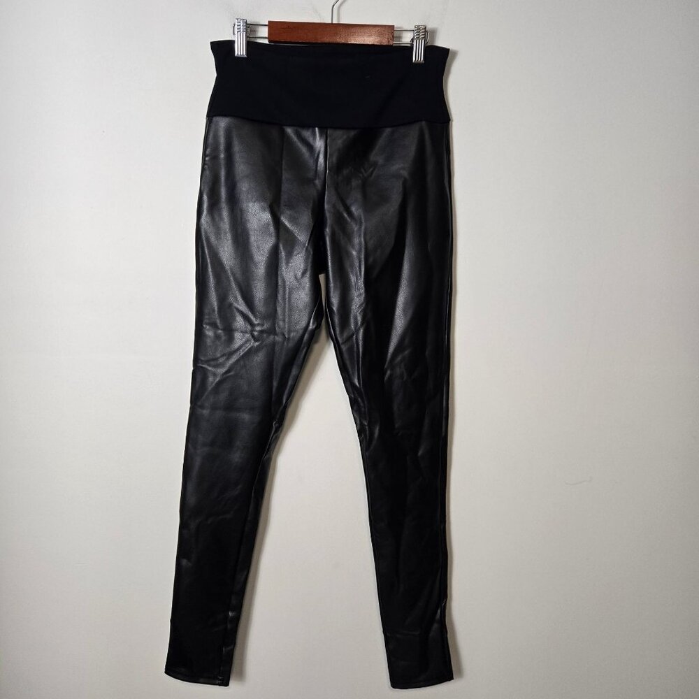 Assets Spanx Size M All Over Faux Leather Very Black Leggings